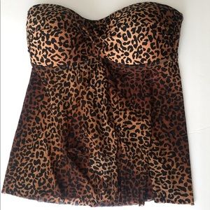 MERONA Strapless Tankini Women's Swim Top Leopard